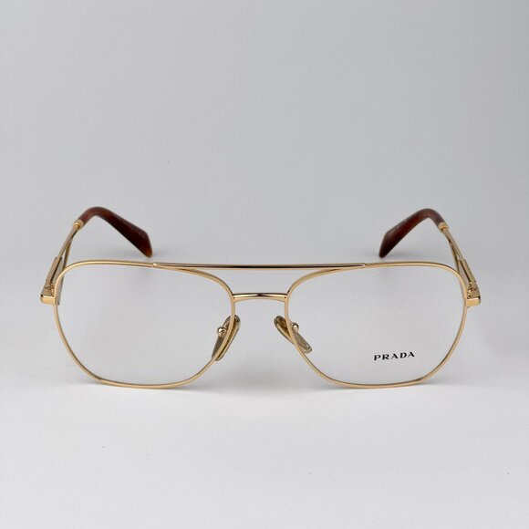 Prada PRB50V Eyeglasses – Gold Rectangle Frame | Model 5AK1O1 - Picture 1 of 9